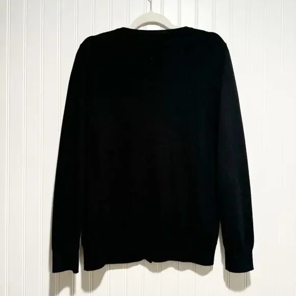 Jennie Liu Black Cashmere Cardigan Sweater Size Medium - Picture 5 of 5